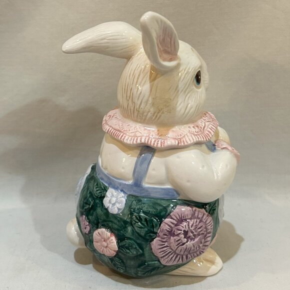 VTG 1991 Fitz Floyd Ceramic Bunny Rabbit Lidded Jam Jar Spring Easter Taiwan - Picture 6 of 8